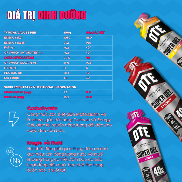 Thực phẩm bổ sung OTE Super Gel Cherry (vị Anh đào) 