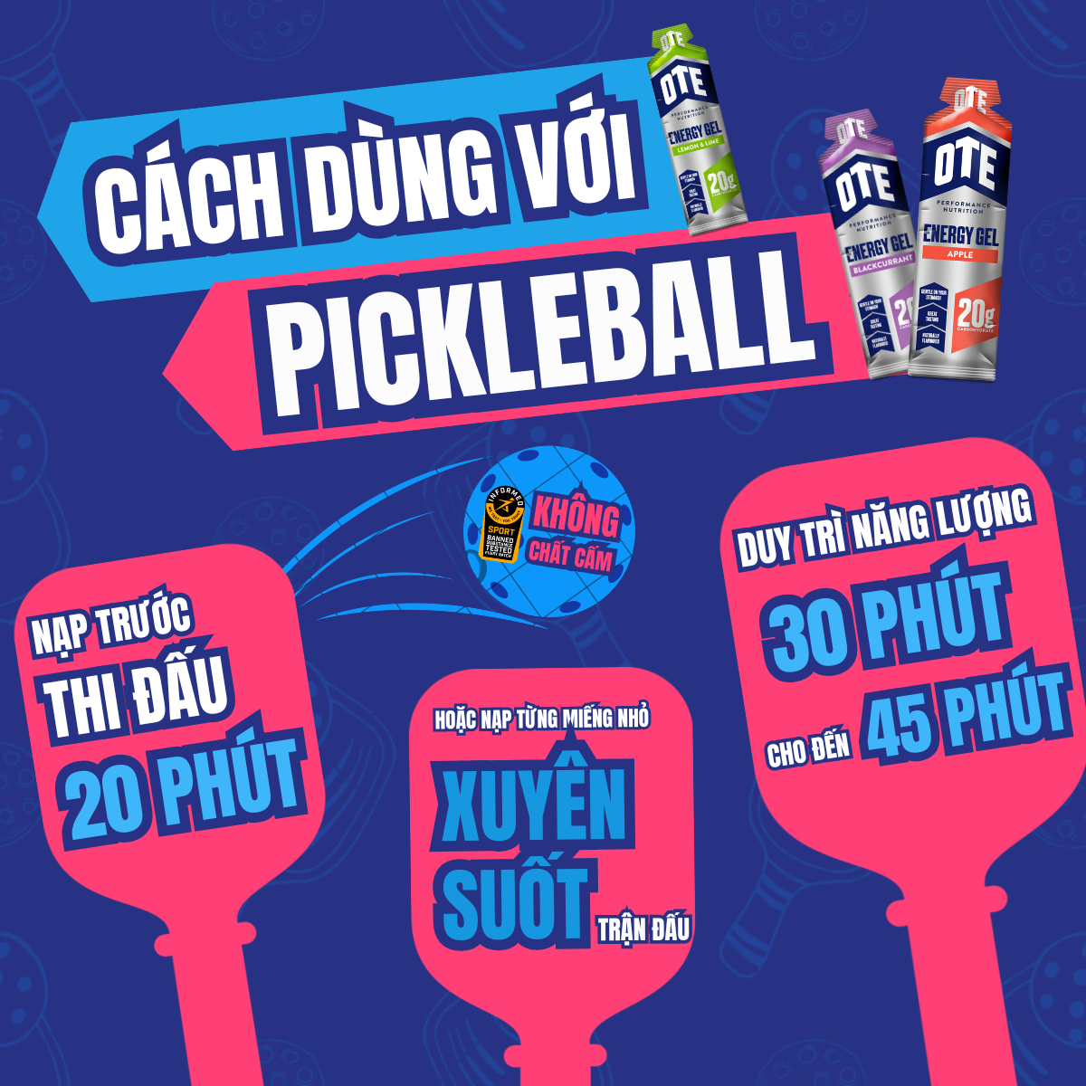  Pack 20 Gói Thực phẩm bổ sung OTE Lemon Lime Energy Gel (vị chanh) 