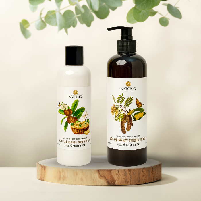  Dầu gội Tơ tằm Natonic - Phiên bản cao cấp 100% từ thiên nhiên - Ngăn rụng tóc, sạch gàu ngứa - Chai 500ml 