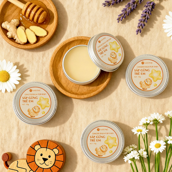  Sáp Gừng trẻ em - Giữ ấm, dưỡng ẩm, phòng cảm lạnh, an toàn cho trẻ sơ sinh - Hũ thiếc 10g 