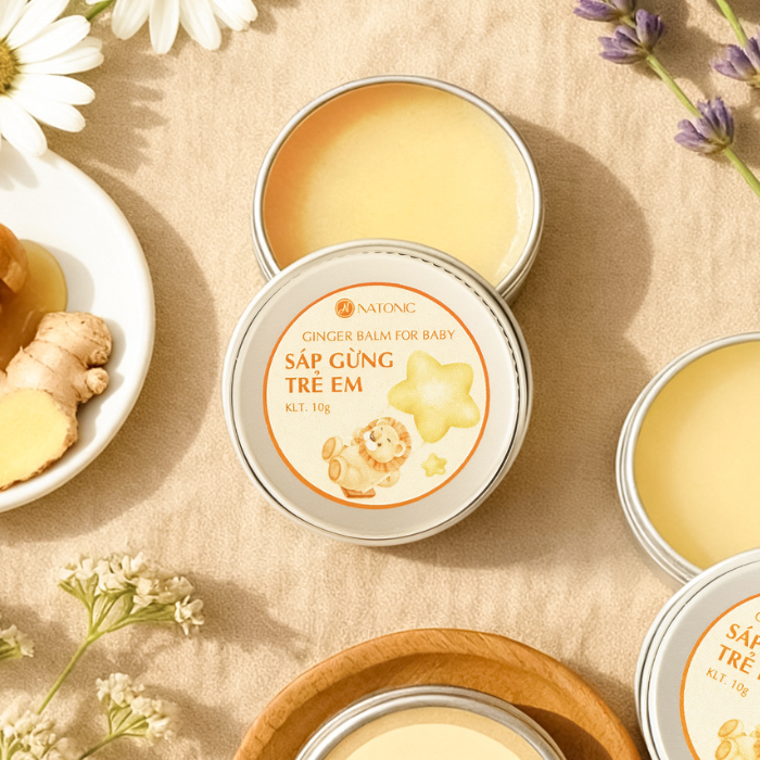  Sáp Gừng trẻ em - Giữ ấm, dưỡng ẩm, phòng cảm lạnh, an toàn cho trẻ sơ sinh - Hũ thiếc 10g 