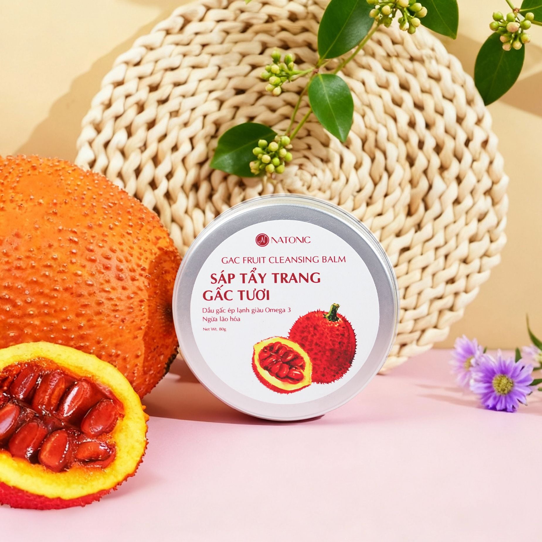  Sáp tẩy trang Gấc Tươi Natonic - Dưỡng ẩm, sạch sâu, không gây mụn - Hũ thiếc 80g 