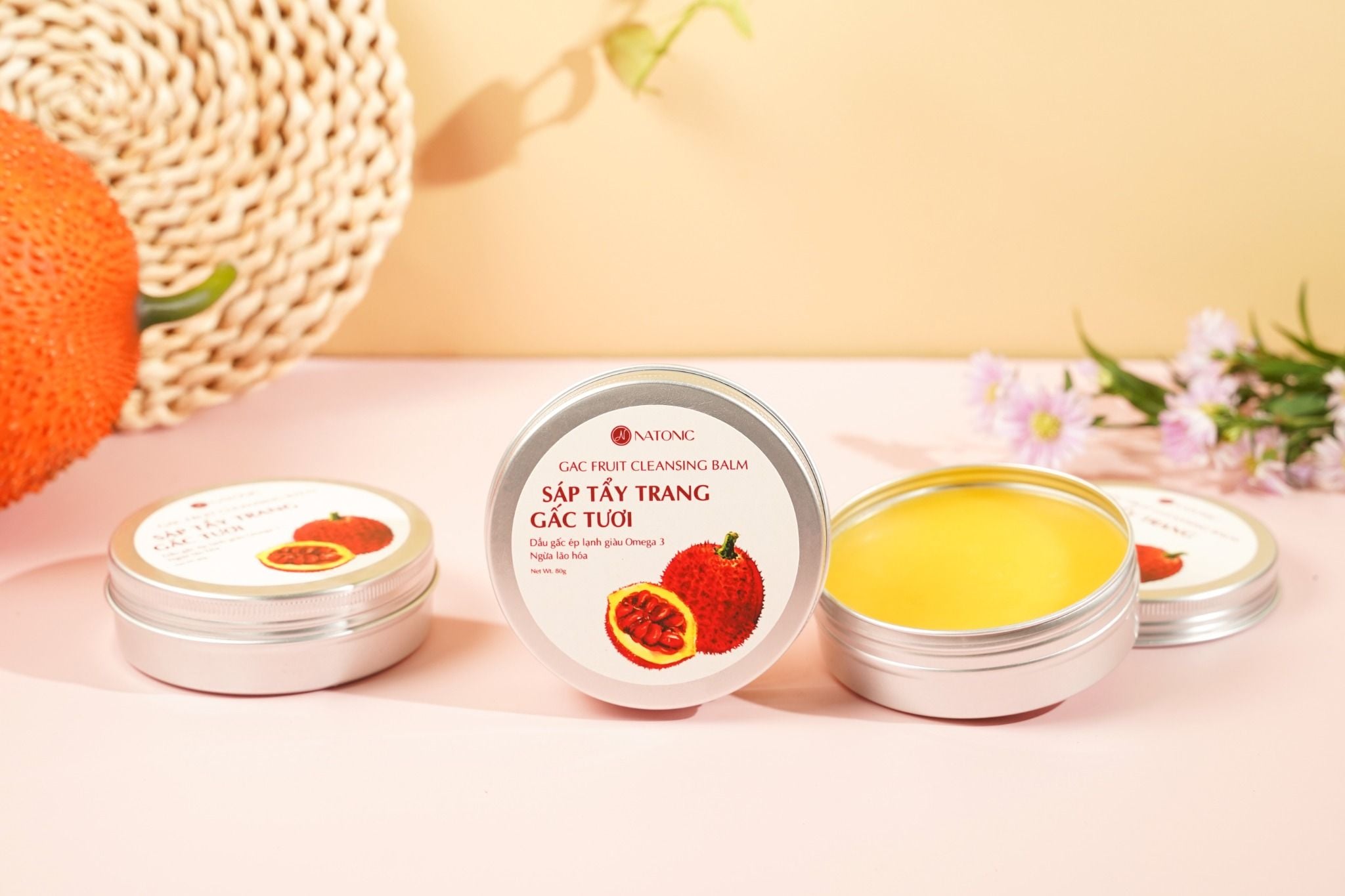  Sáp tẩy trang Gấc Tươi Natonic - Dưỡng ẩm, sạch sâu, không gây mụn - Hũ thiếc 80g 