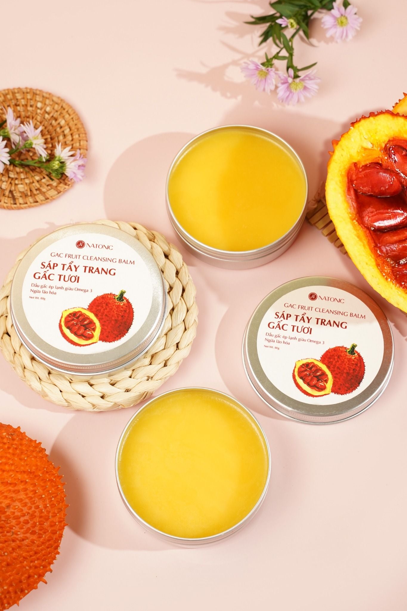  Sáp tẩy trang Gấc Tươi Natonic - Dưỡng ẩm, sạch sâu, không gây mụn - Hũ thiếc 80g 