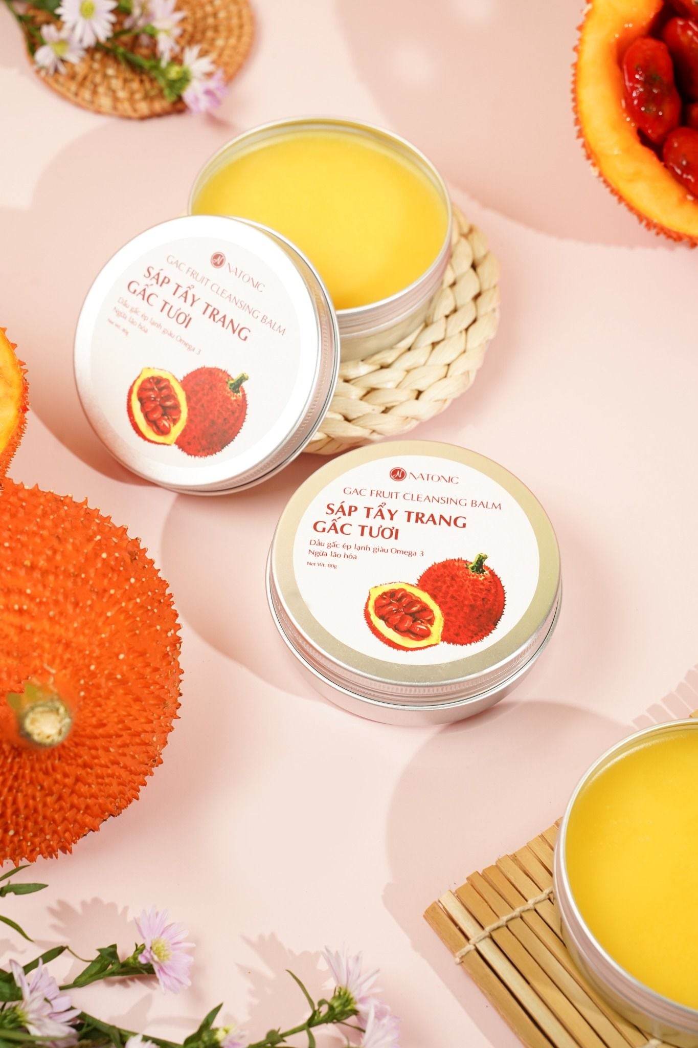  Sáp tẩy trang Gấc Tươi Natonic - Dưỡng ẩm, sạch sâu, không gây mụn - Hũ thiếc 80g 