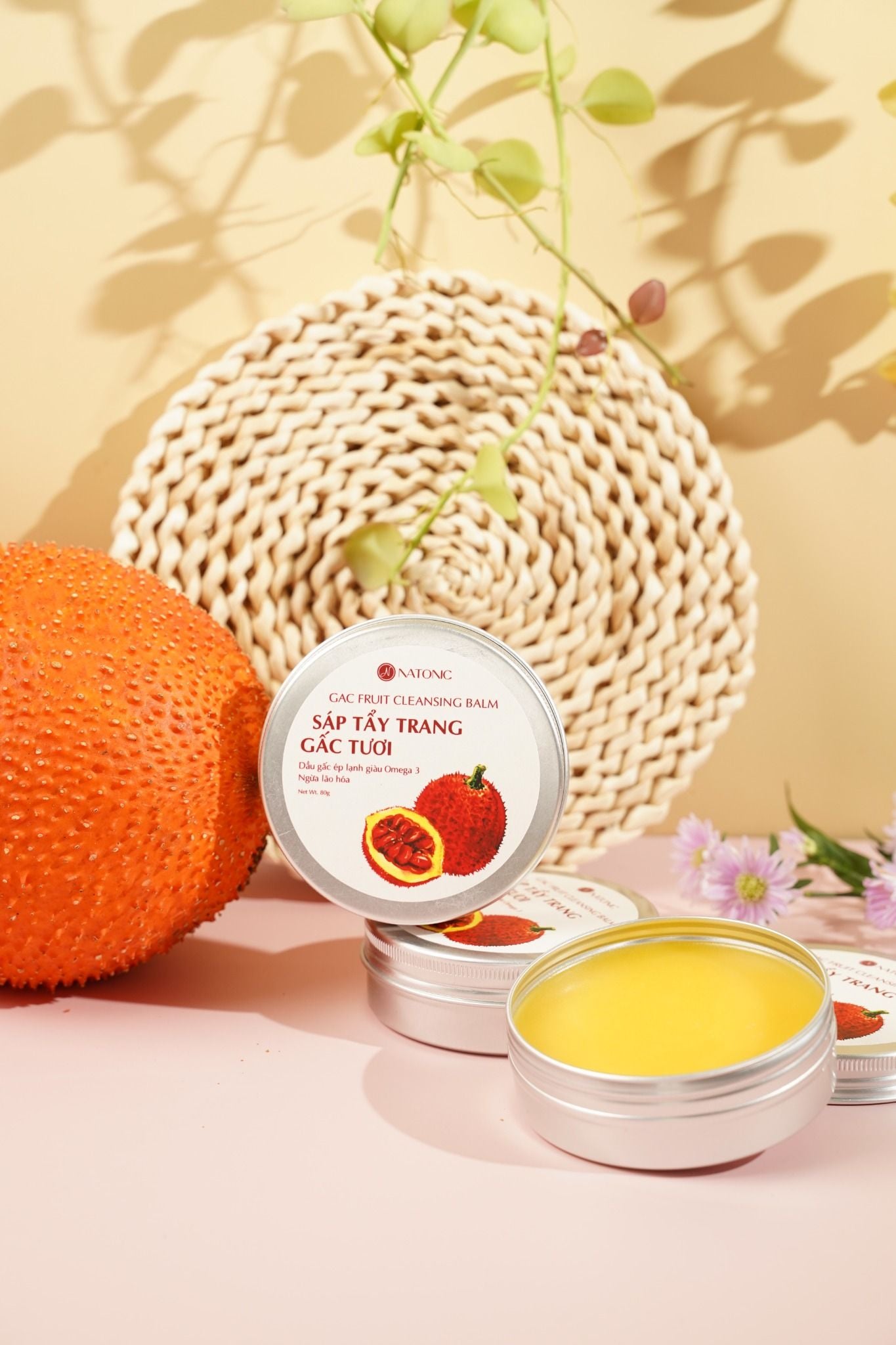  Sáp tẩy trang Gấc Tươi Natonic - Dưỡng ẩm, sạch sâu, không gây mụn - Hũ thiếc 80g 