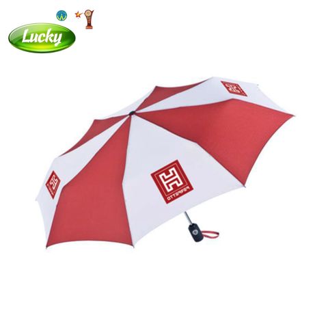 Dù gấp 3 phối 2 màu đỏ trắng