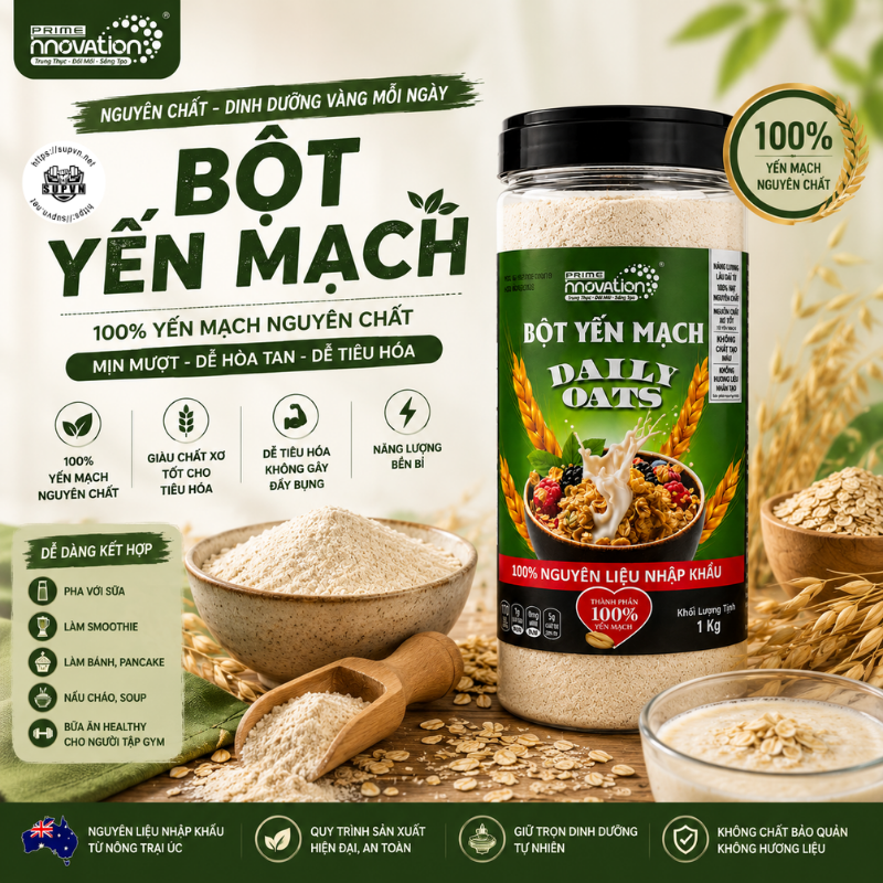 Bột Yến Mạch Nguyên Chất Daily Oats - 1kg