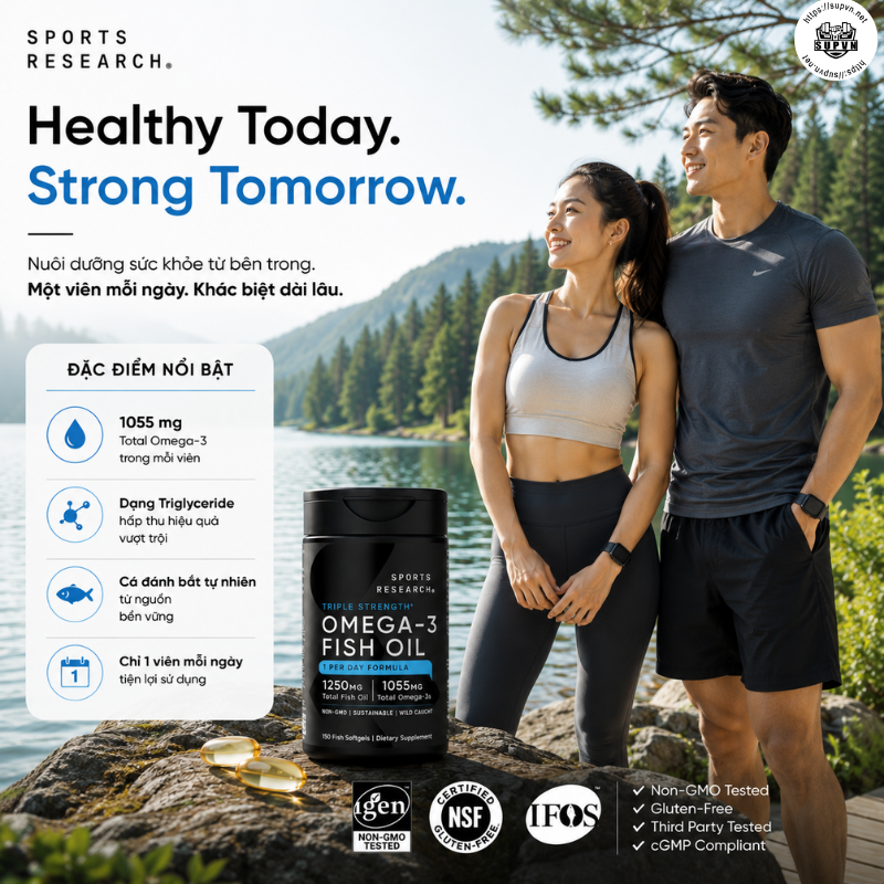 Sports Research Omega-3 Fish Oil 1250mg 150 Viên