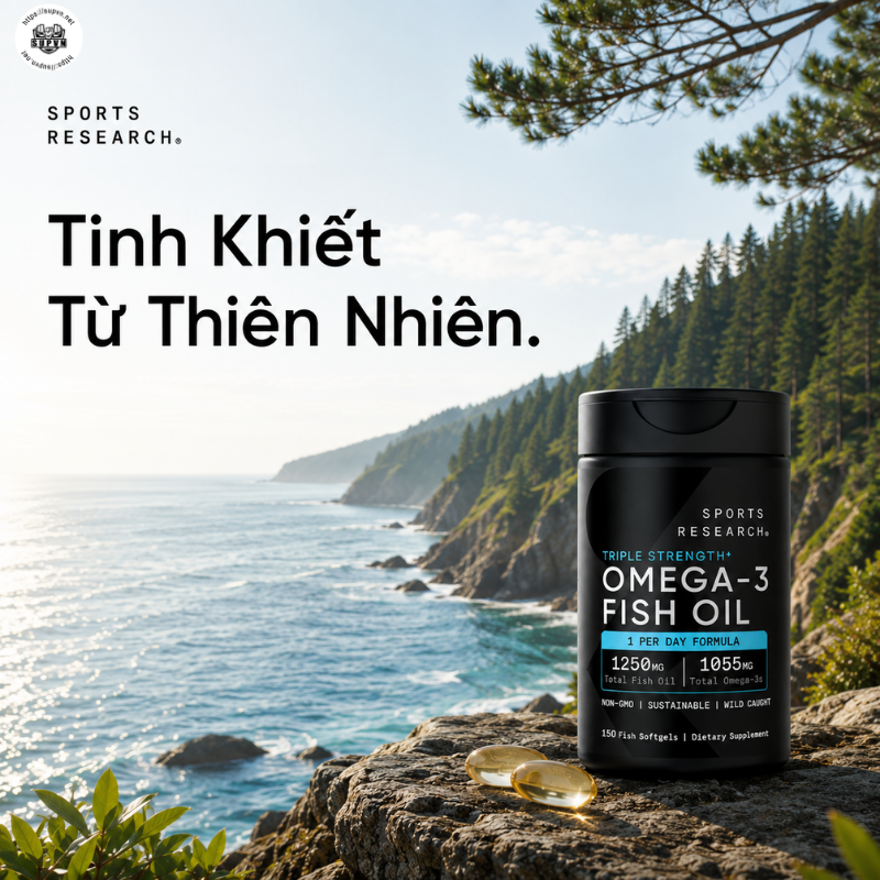 Sports Research Omega-3 Fish Oil 1250mg 150 Viên