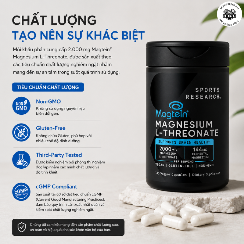 Sports Research Magnesium L-Threonate Magtein 2000mg 135 Viên