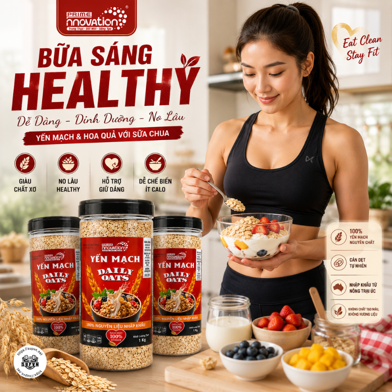 Yến Mạch Innovation Daily Oats 1kg – Old Fashioned Cán Dẹt