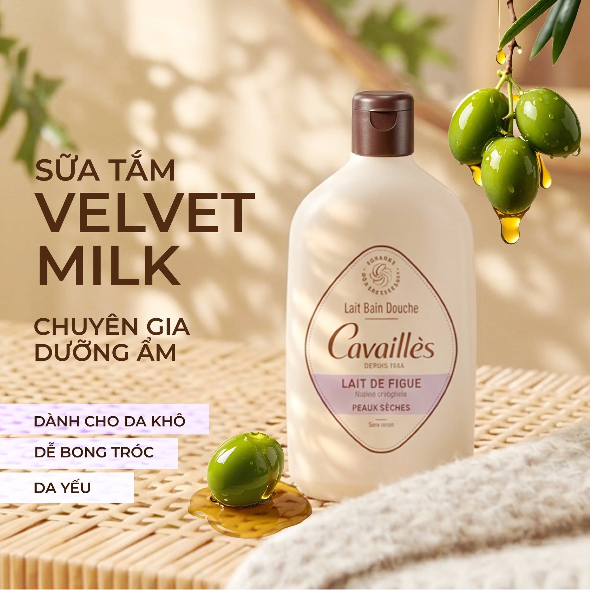  Sữa Tắm Cavaillès Velvet Milk - Dưỡng Ẩm Chuyên Sâu 