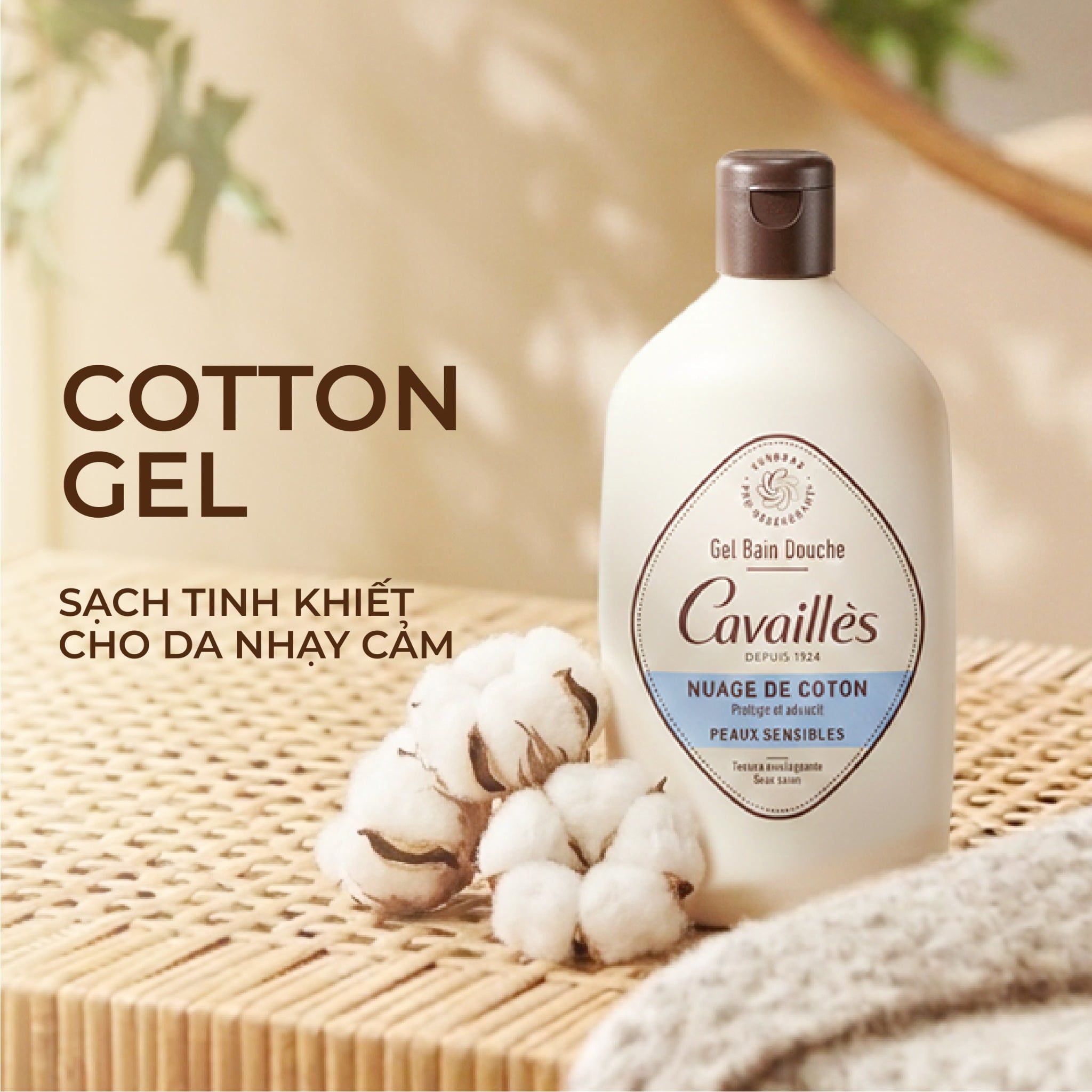  Gel Tắm Cavaillès Cotton - Sạch Tinh Khiết Cho Da Nhạy Cảm 