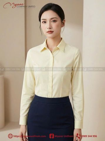 Sơ mi nữ dài tay- vàng nhạt