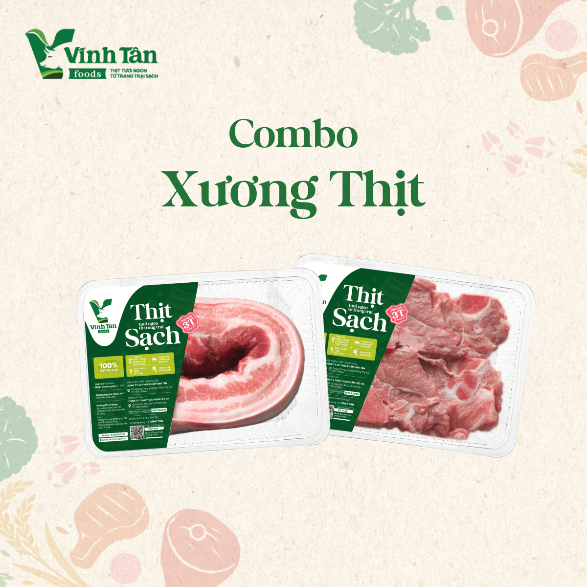  COMBO XƯƠNG THỊT (2 loại thịt) 