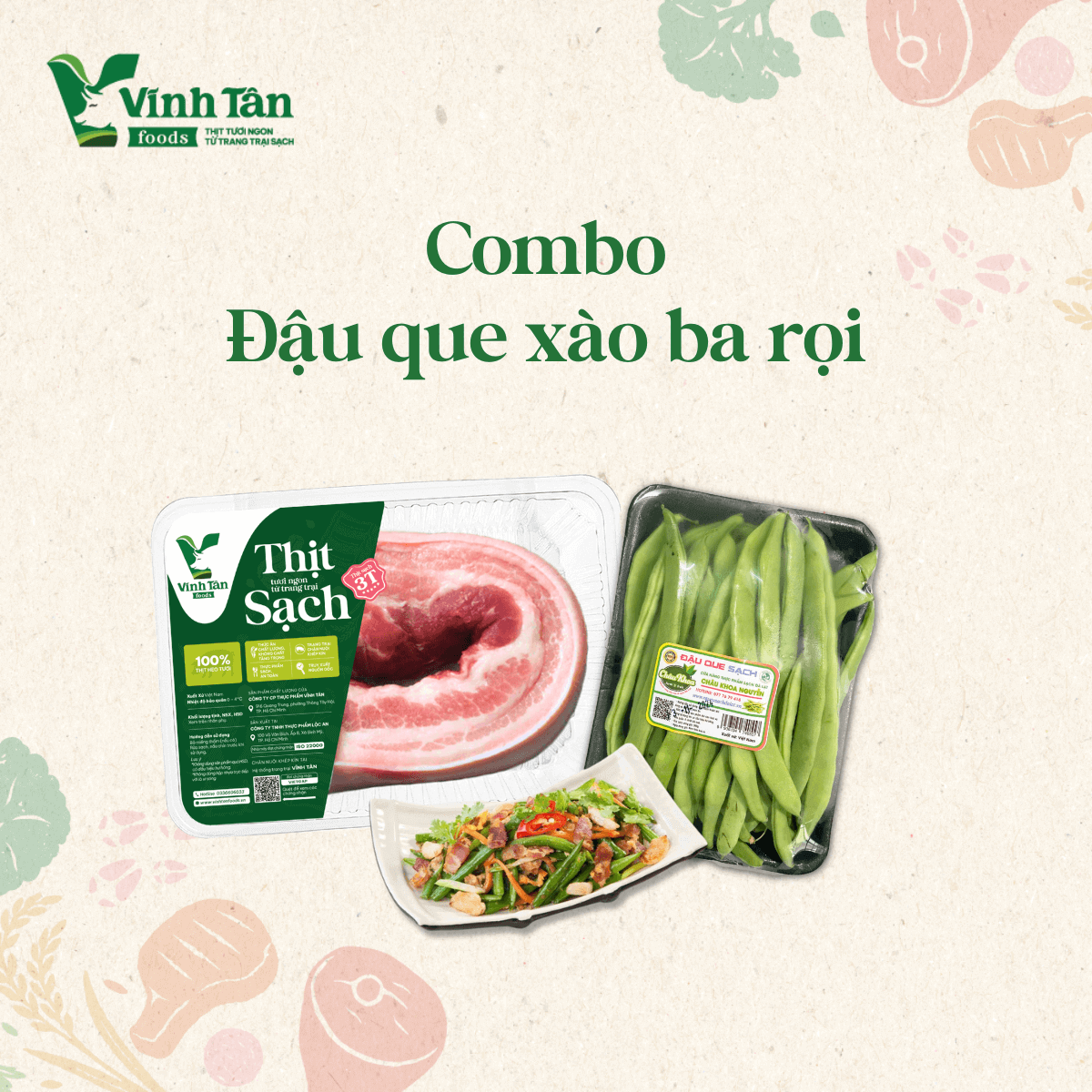  COMBO BA RỌI XÀO ĐẬU QUE 