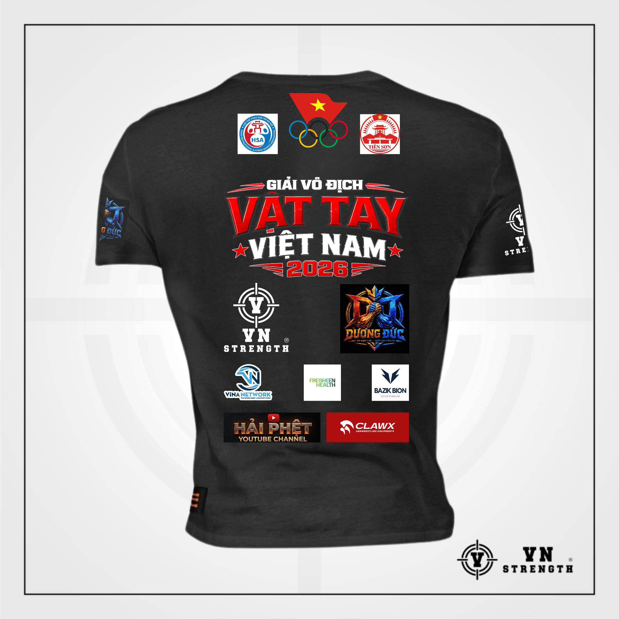 Áo Phông Giải Vật Tay Việt Nam 2026︱Vietnam Armwrestling T-shirt ︱AVT-003