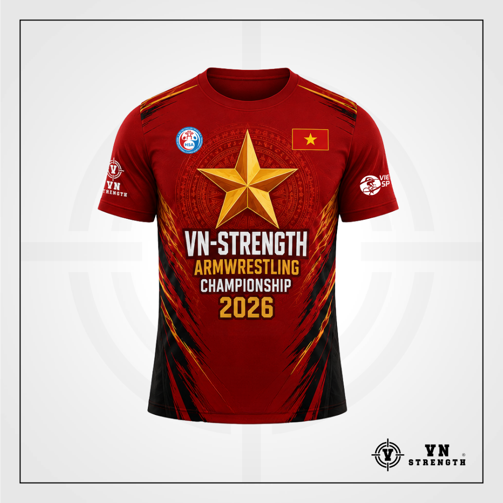 Áo Phông Giải Vật Tay VN-Strength ® 2026︱Armwrestling Championship T-shirt︱AVT-002