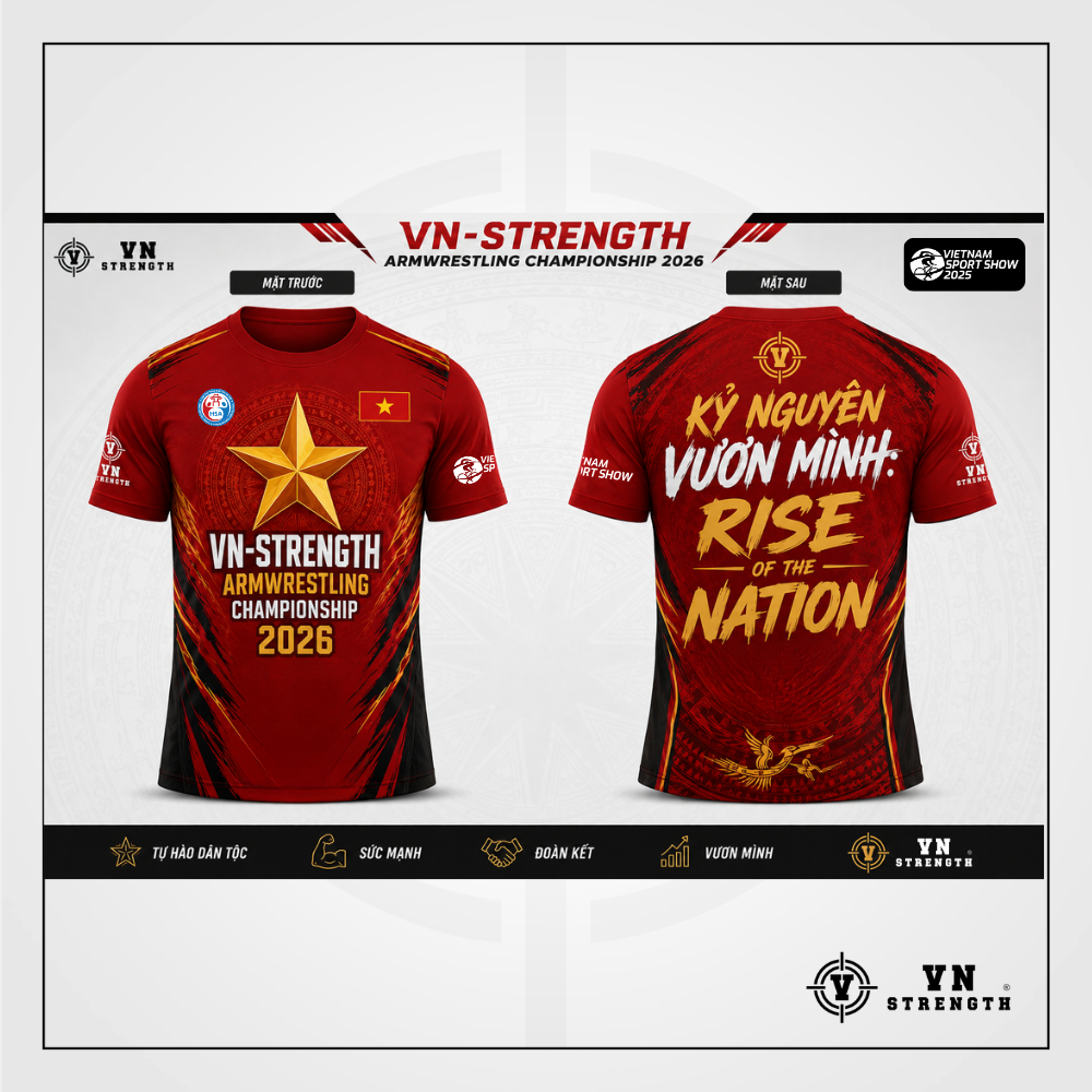 Áo Phông Giải Vật Tay VN-Strength ® 2026︱Armwrestling Championship T-shirt︱AVT-002