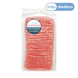  L'ANGE KHĂN QUẤN Ủ TÓC/KHĂN LAU TÓC/KHĂN TẮM VẢI BÔNG 6 LỚP 55x90cm - CORAL RED 