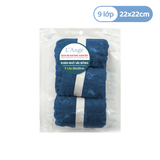  L'ANGE KHĂN NHỎ VẢI BÔNG 9 LỚP 22X22cm - DEEP SEA BLUE ( SET 3 CÁI ) 