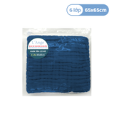  L'ANGE KHĂN TẮM VẢI BÔNG CÓ NÓN 6 LỚP DEEP SEA BLUE 65X65 