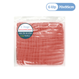  L'ANGE KHĂN TẮM VẢI BÔNG 6 LỚP CORAL RED 70X95 