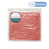  L'ANGE KHĂN TẮM VẢI BÔNG 6 LỚP CORAL RED 70X120 