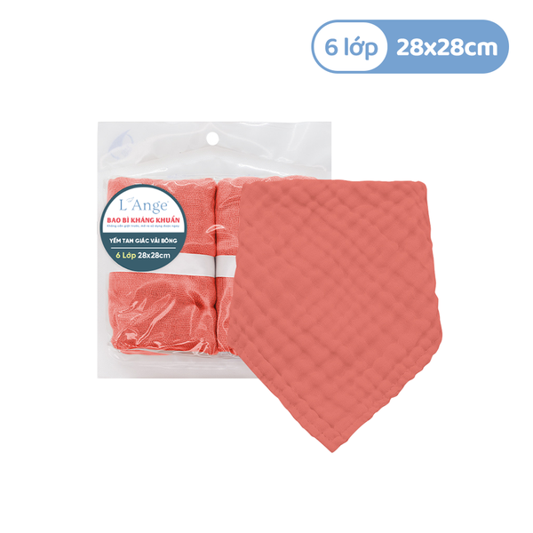  L'ANGE YẾM TAM GIÁC VẢI BÔNG 6 LỚP 28x28cm - CORAL RED (SET 2 CÁI) 