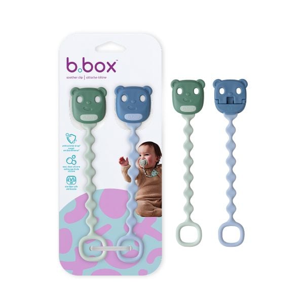  B.BOX BỘ 2 DÂY ĐEO NÚM TI SILICONE BẠCH KIM KHÁNG KHUẨN CHO BÉ TỪ SƠ SINH - SAGE/OCEAN 