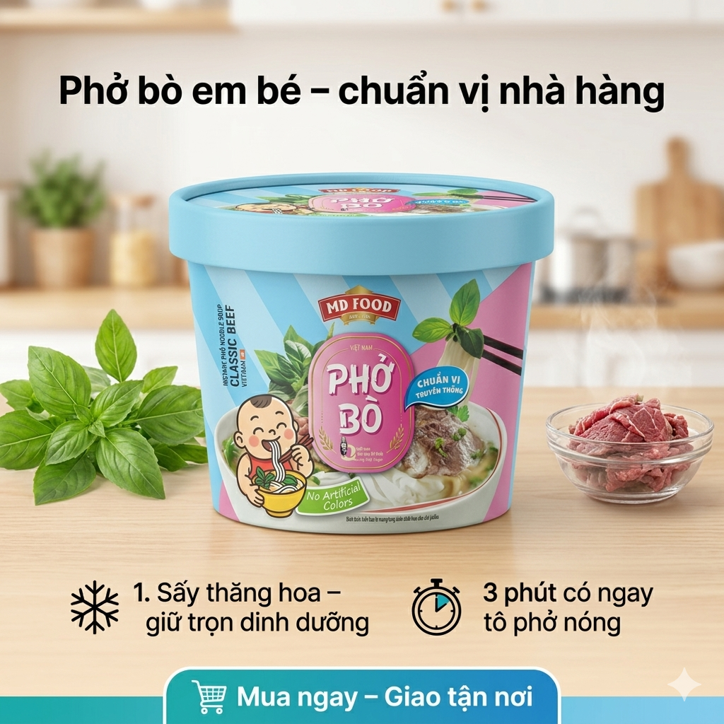 Phở bò sấy thăng hoa MDFOOD