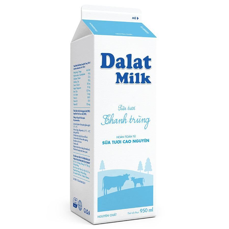 Sữa thanh trùng Đalatmilk không đường 950ml 