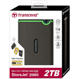  Ổ Cứng Di Động HDD Transcend StoreJet Slim 25M3S (TS2TSJ25M3S, 2TB, USB 3.1, Chống Sốc) 