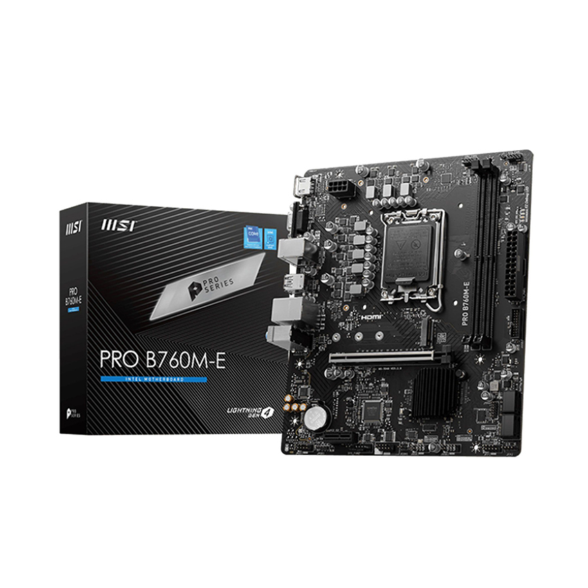  Mainboard MSI PRO B760M-E Hỗ trợ Intel Core Gen 12/13/14 Bộ nhớ DDR5 