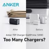  Củ Sạc Nhanh 2C+1A ANKER 737 GaNPrime A2148 120W (PowerIQ™ 4.0, ActiveShield™ 2.0, GaN II, Anker GaNPrime™) 