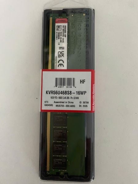  Bộ nhớ trong của máy vi tính KINGSTON 16G D5‑5600U46 1Rx8 UDIMM (KVR56U46BS8‑16) 