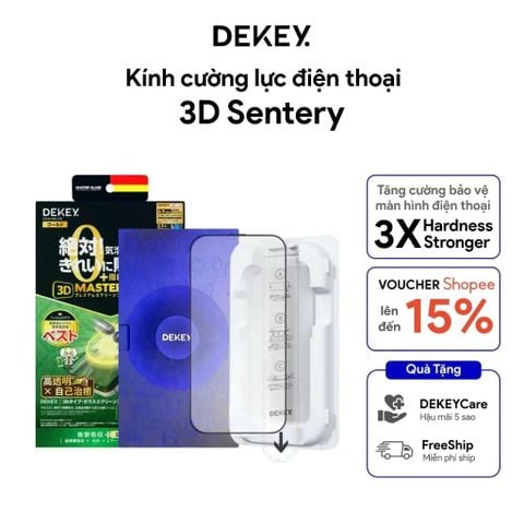  Cường lực Dekey trong suốt và chống nhìn trộm cho iPhone, có khung trợ dán 