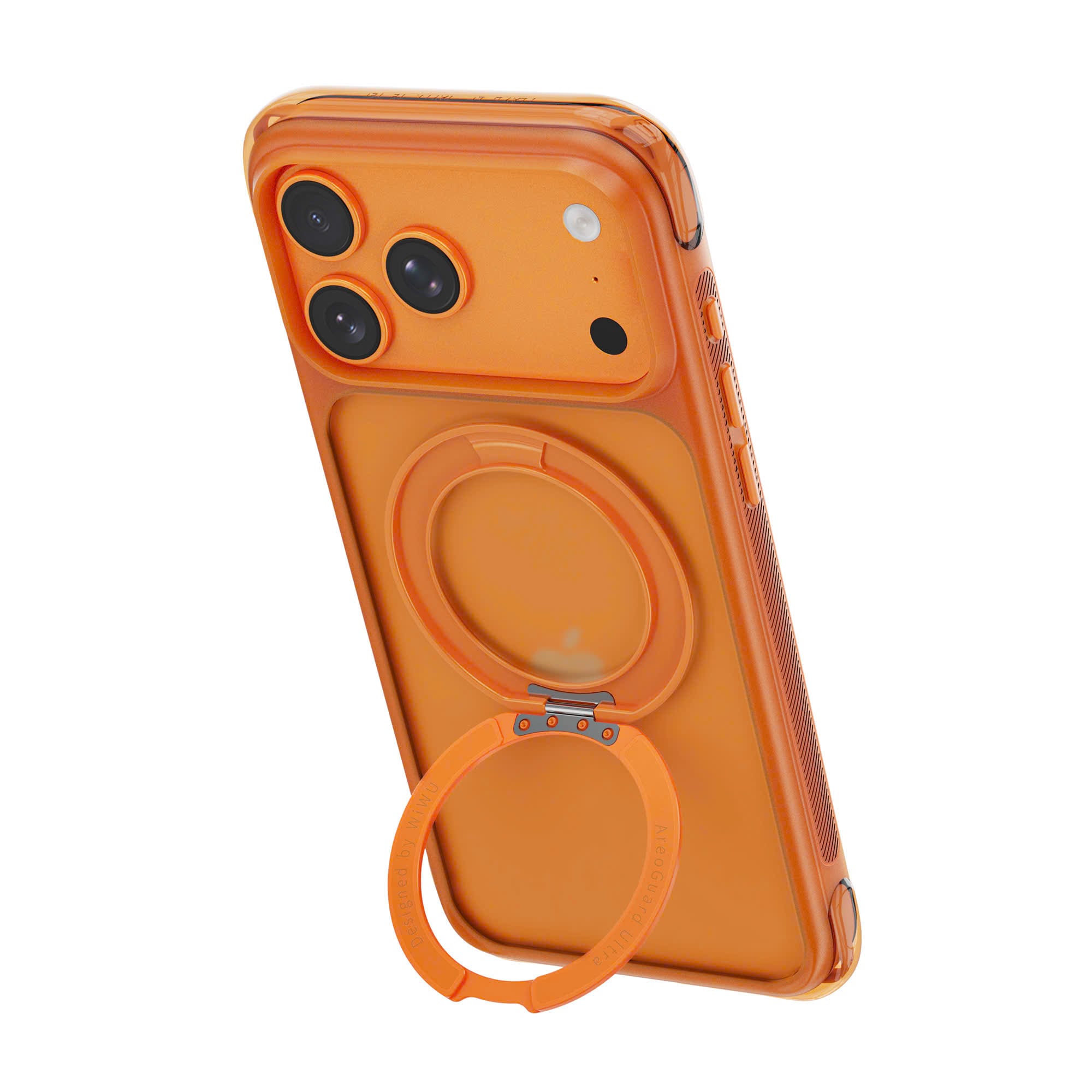 Ốp lưng WiWU AeroGuard Ultra màu cam với vòng xoay mở