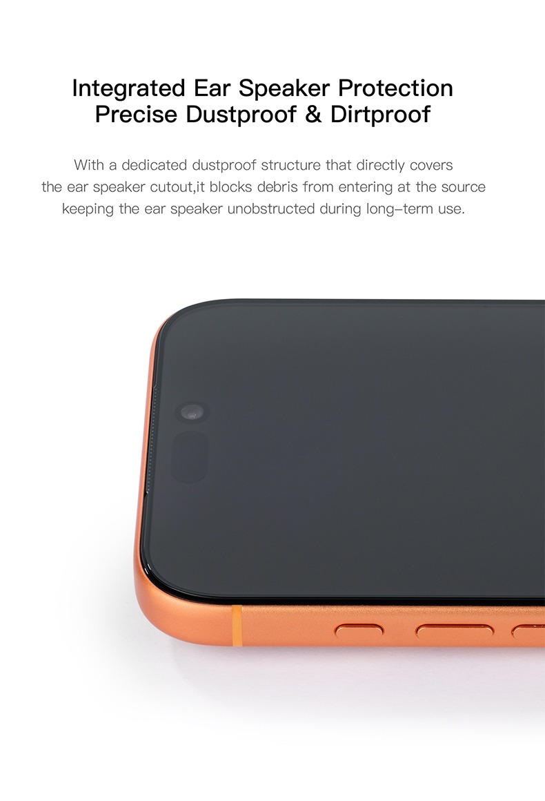 Cấu trúc chắn bụi ở loa thoại trên cường lực Hoda cho iPhone