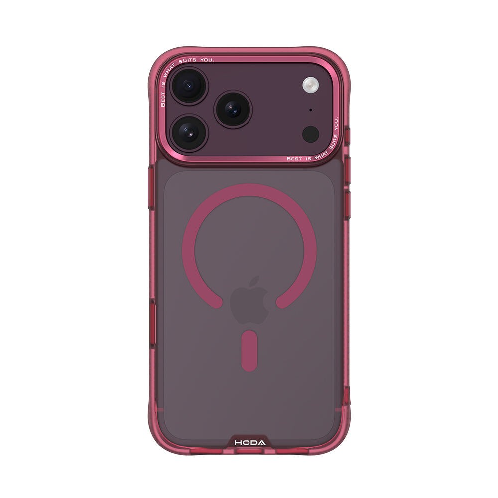 Ốp Hoda Rough Magsafe màu đỏ rượu có che nút Camera Control