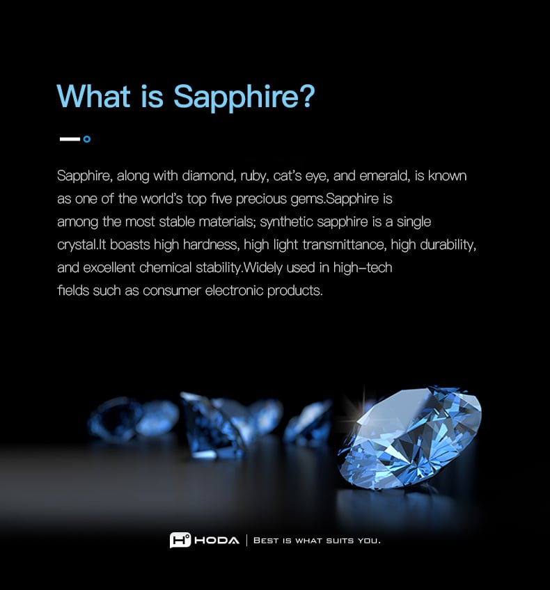 Sapphire tổng hợp là một trong năm loại đá quý cứng nhất, dùng cho kính cường lực Hoda