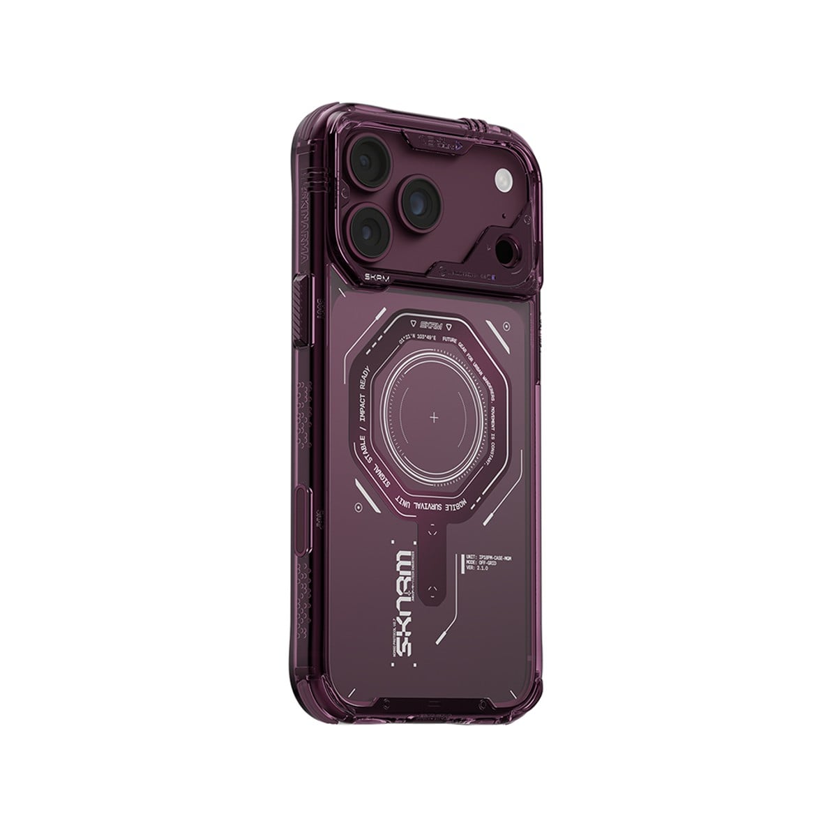 Viền camera nâng cao trên ốp Skinarma Magma màu đỏ rượu