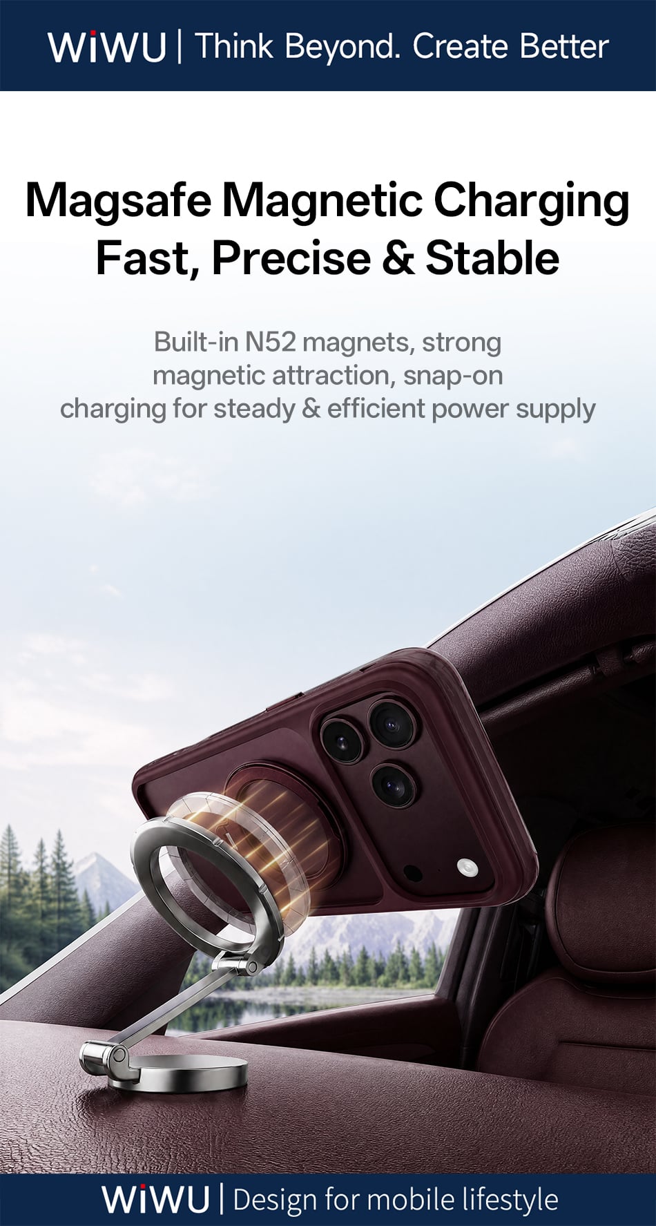 Nam châm N52 tương thích sạc MagSafe trên ốp WiWU AeroShield Ultra