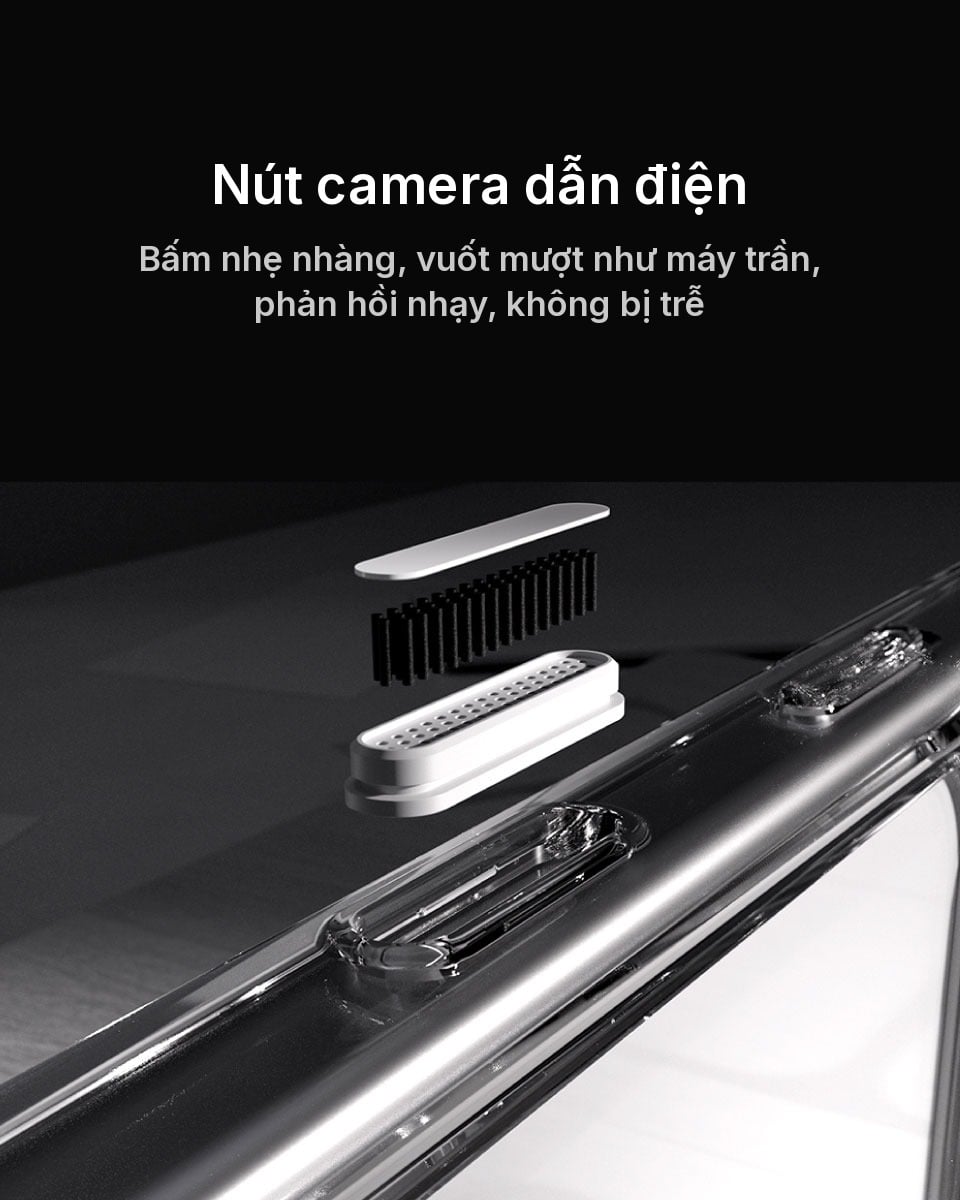 Nút Camera Control dẫn điện trên ốp Devilcase Crystark