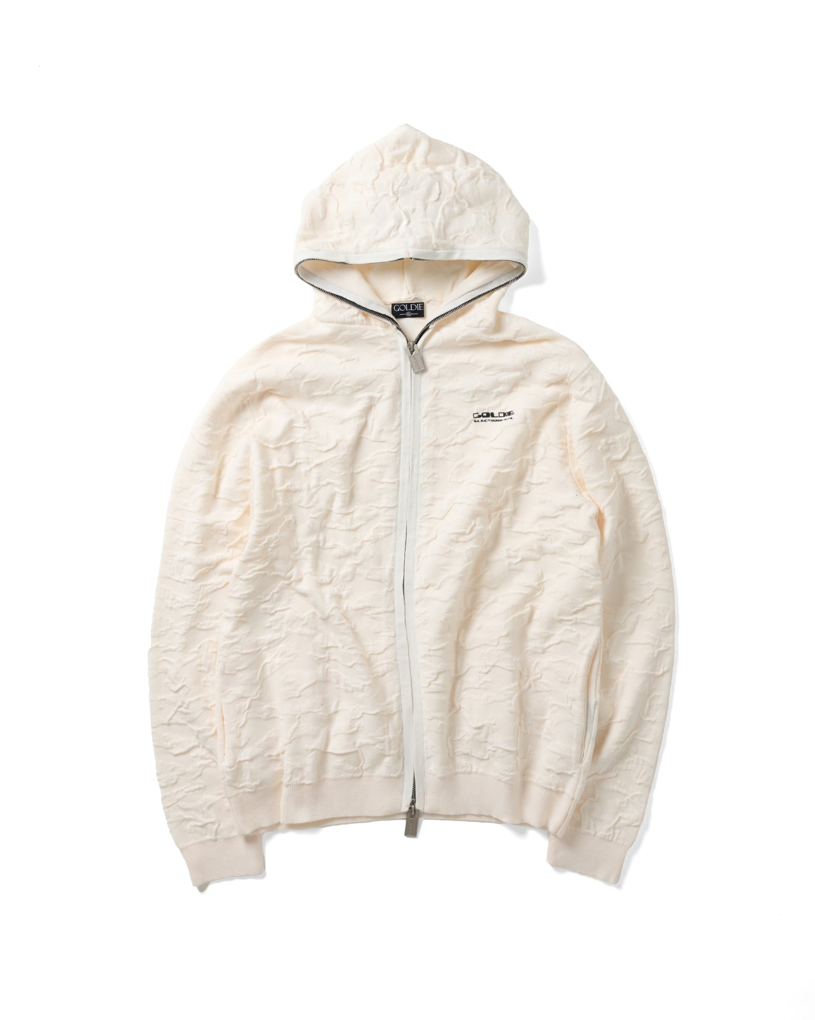 WRINKLE KNIT WHITE HOODIE – Goldie
