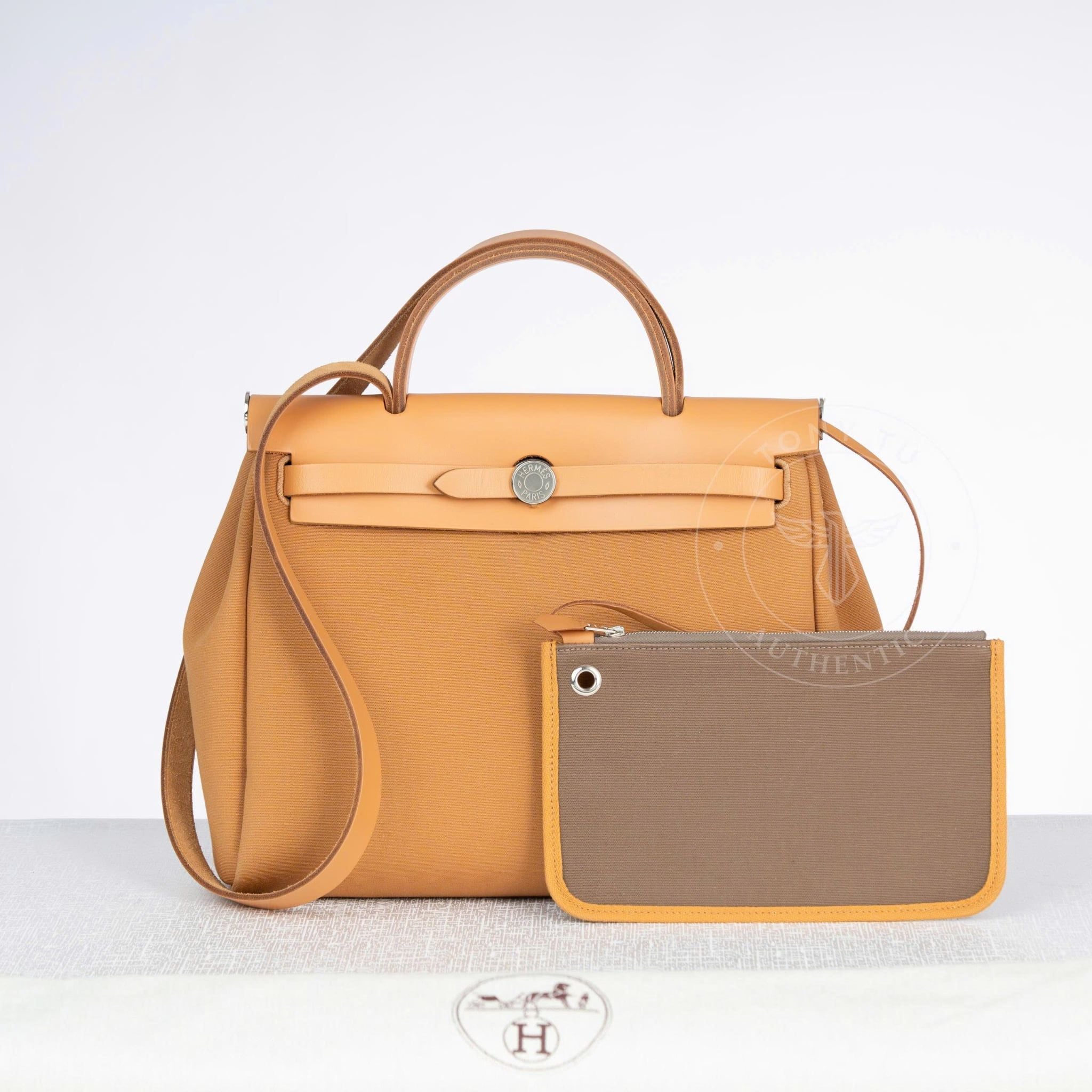 Túi Hermès Herbag PM Gold Vache Hunter/Canvas (Unisex) size 31