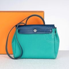 Túi Hermès Herbag PM Navy Vache Hunter/Vert Jade Canvas (Unisex) size 31