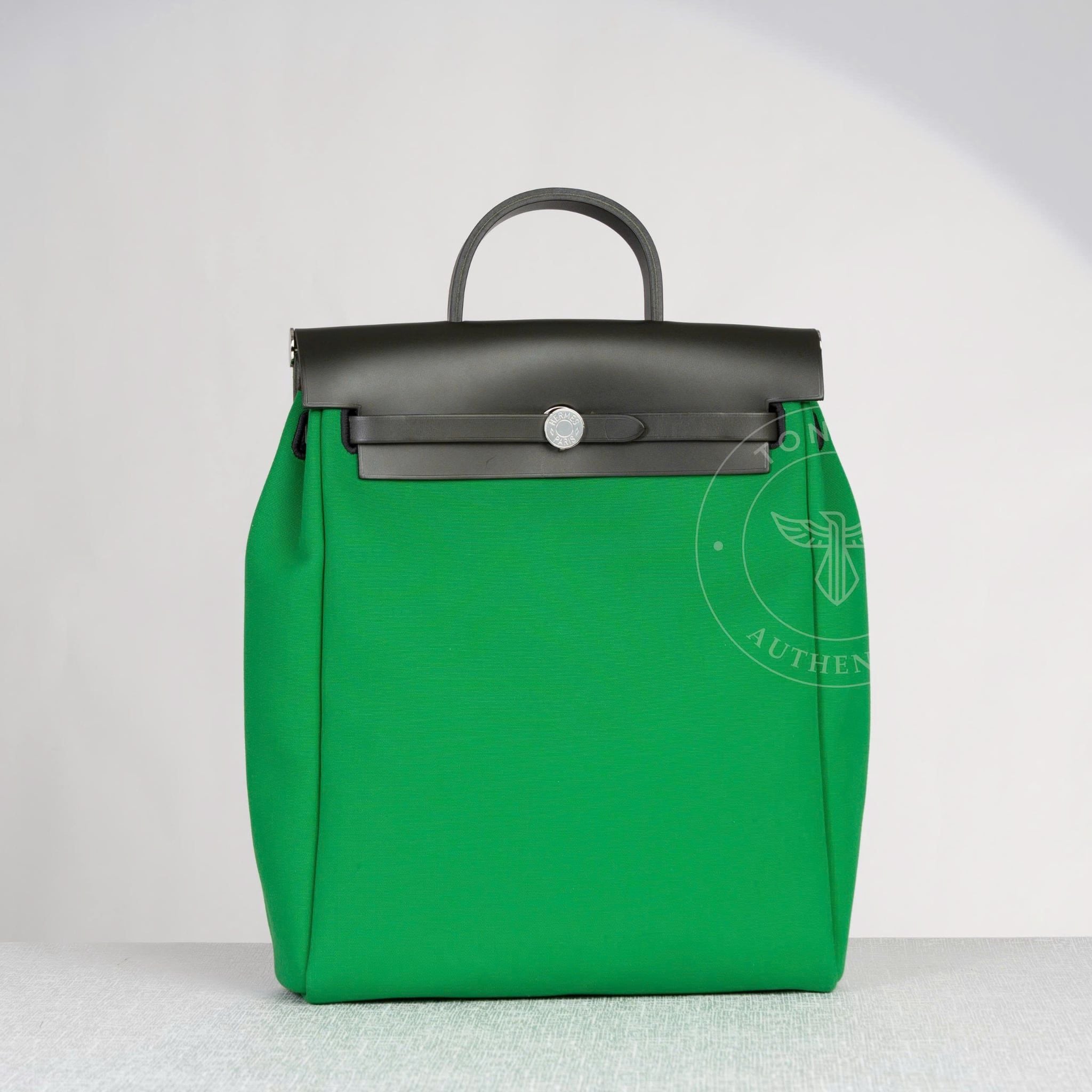 Balo Hermès Herbag Zip Bamboo Green size 35