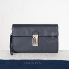 Clutch Prada Navy Saffiano size 25